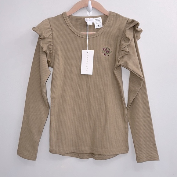 Jamie Kay Putty rib long sleeve frill top - Picture 2 of 4